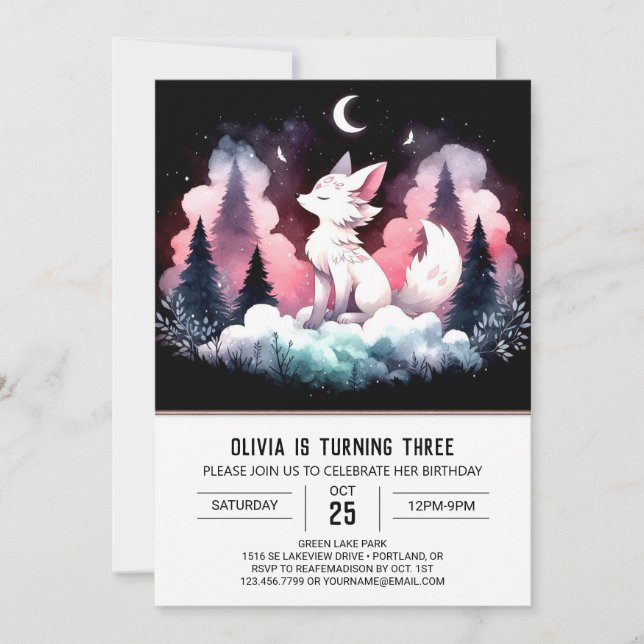 Invitation Anniversaire du Loup de la Forêt mite (Devant)