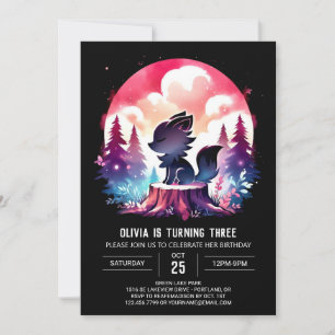 Invitation Anniversaire du Loup de Whimsy Magique