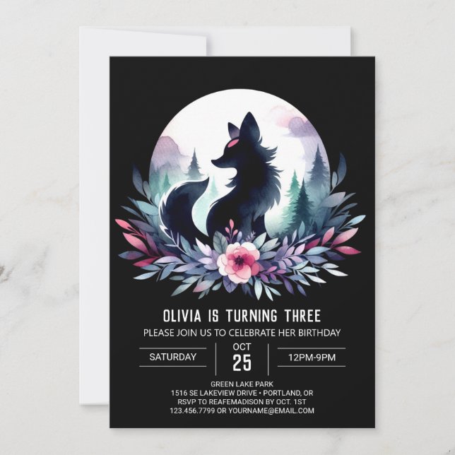 Invitation Anniversaire du loup d'Imaginaire majestueux (Devant)