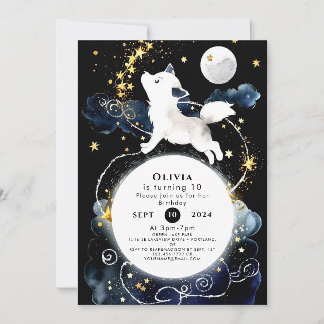 Invitation Anniversaire du loup enchanteur (Devant)