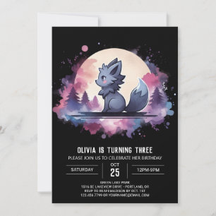 Invitation Anniversaire du Loup mignon