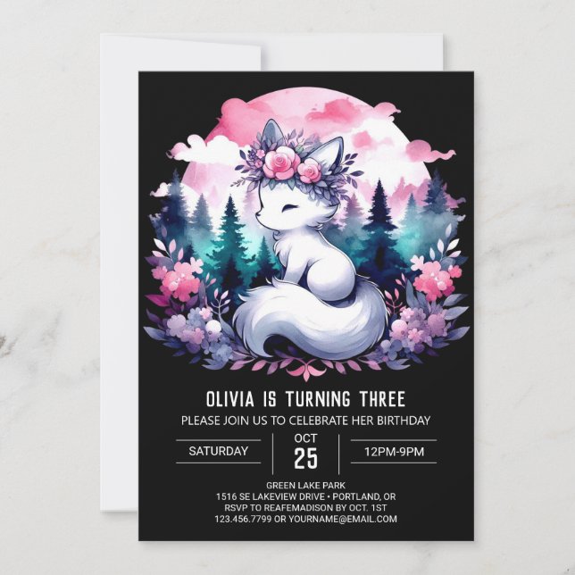 Invitation Anniversaire du loup personnalisé pour enfants (Devant)