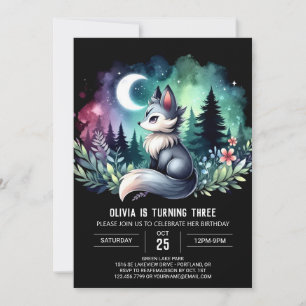 Invitation Anniversaire du loup simple adorable