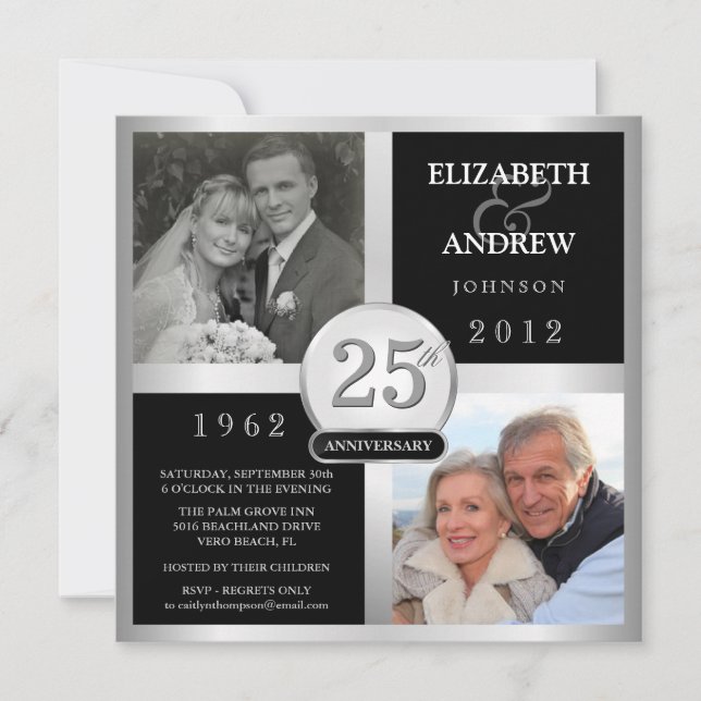 Invitation Anniversaire du mariage - Alors et maintenant Invi (Devant)