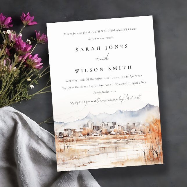 Invitation Anniversaire du Mariage d'aquarelle Salt Lake City (Créateur téléchargé)