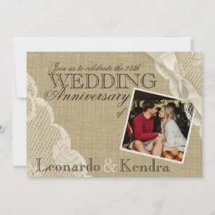 Invitation Anniversaire du Mariage de dentelle vintage