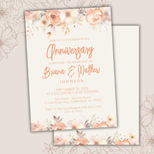 Invitation Anniversaire du Mariage de fleurs d'ivoire beige