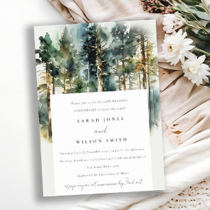 Invitation Anniversaire du Mariage de la forêt de bois aquare