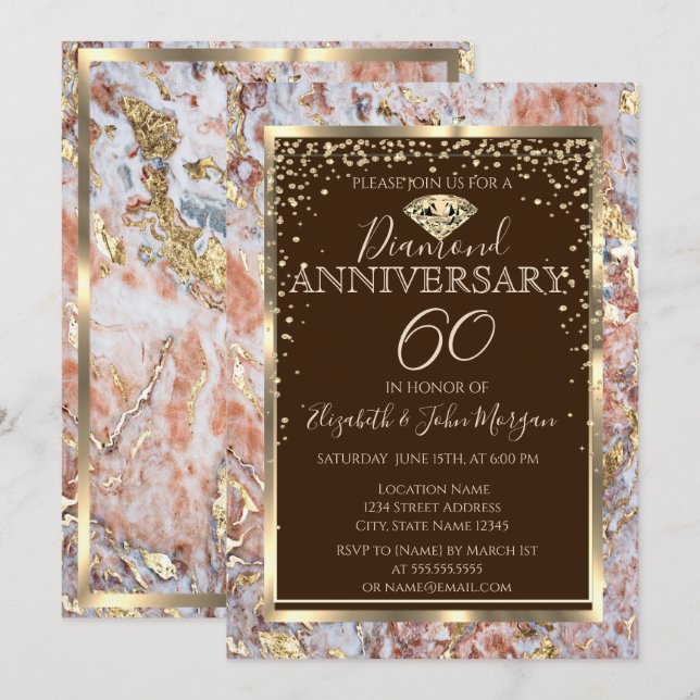 Invitation Anniversaire du Mariage de la Parties scintillant  (Devant / Derrière)