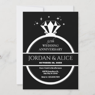 Invitation Anniversaire du mariage de l'anneau en diamant noi