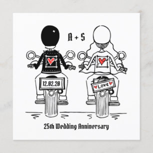 Invitation Anniversaire du Mariage de moto sur mesure