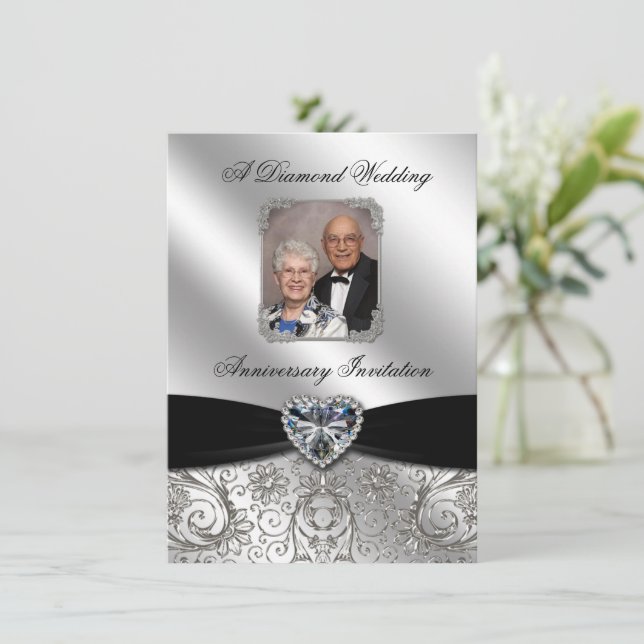 Invitation Anniversaire du Mariage diamant 4.5x6.25 Invitatio (Debout devant)
