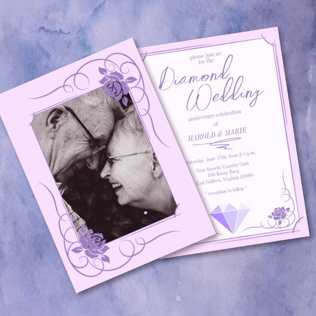 Invitation Anniversaire du Mariage Diamond Photo (Créateur téléchargé)