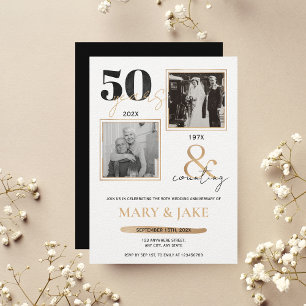 Invitation Anniversaire du Mariage d'or Alors & Maintenant 50