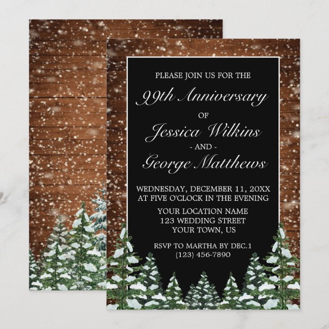 Invitation Anniversaire du Mariage du bois et de la forêt de  (Devant / Derrière)