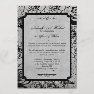 Invitation Anniversaire du Mariage du cadre gothique Rose noi