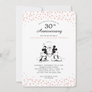 Invitation Anniversaire du Mariage Mickey & Minnie Pink Confe