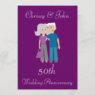 Invitation Anniversaire du Mariage mignon Couple Pourpre