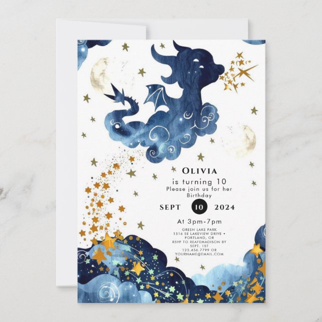 Invitation Anniversaire du mignon Dragon (Devant)