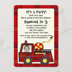 Invitation Anniversaire du moteur à incendie avec photo