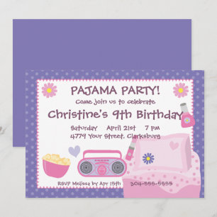 Invitation Anniversaire du Pajama Party