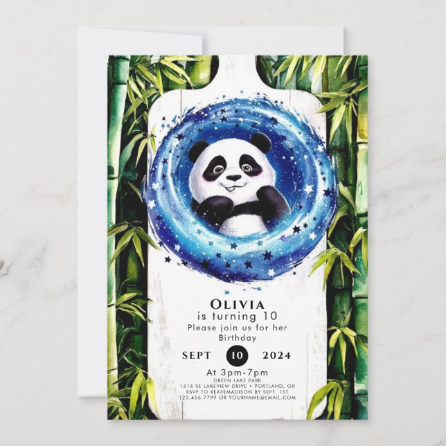 Invitation Anniversaire du Panda en bambou géant (Devant)