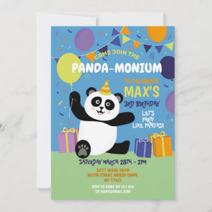 Invitation Anniversaire du Panda Panda-monium Bleu