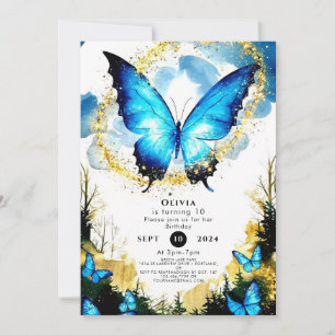 Invitation Anniversaire du papillon Pastel Boho
