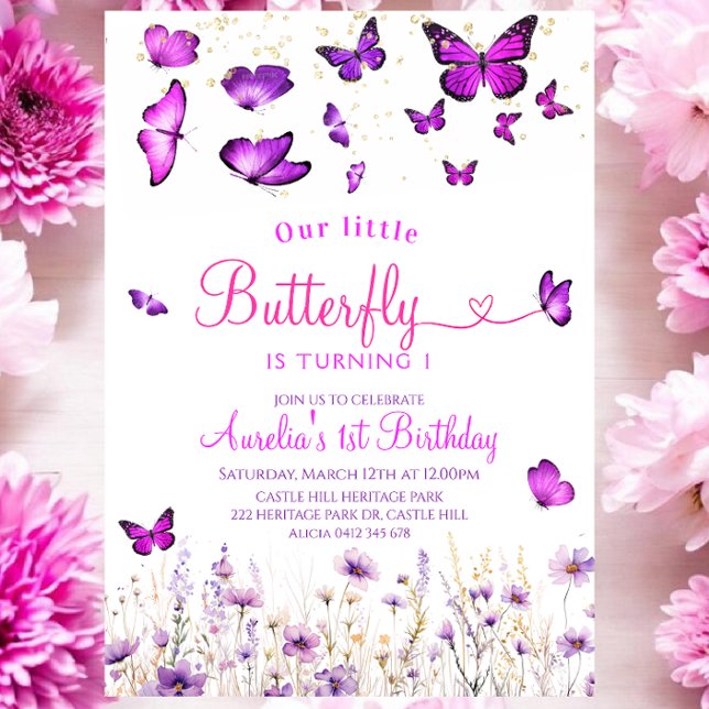 Invitation Anniversaire du papillon pourpre (Créateur téléchargé)