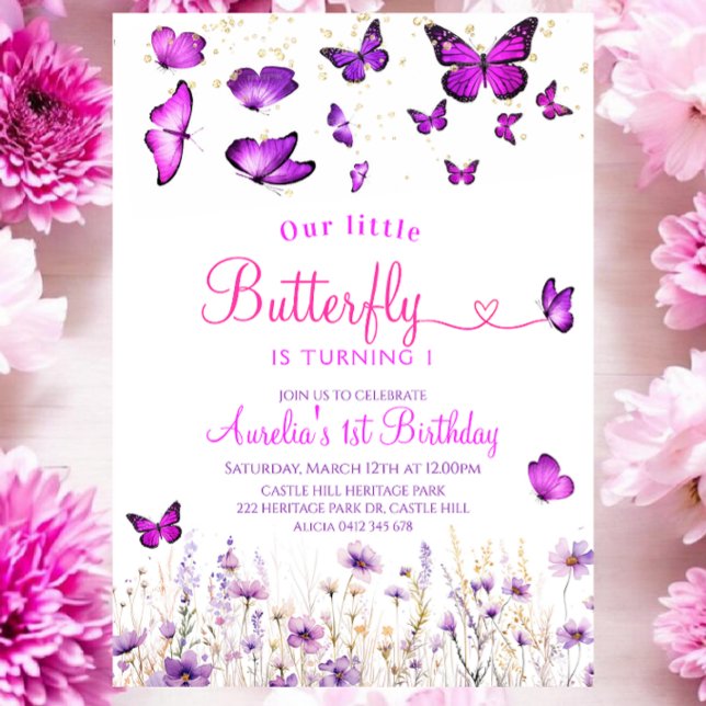 Invitation Anniversaire du papillon pourpre (Créateur téléchargé)
