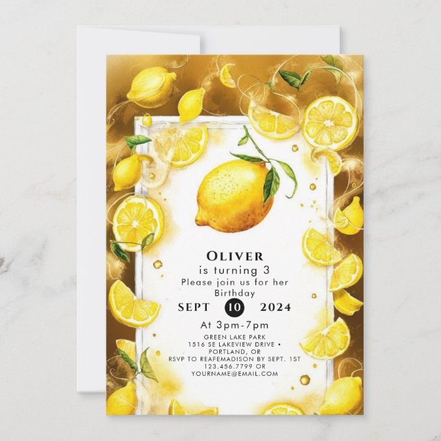 Invitation Anniversaire du petit citron (Devant)