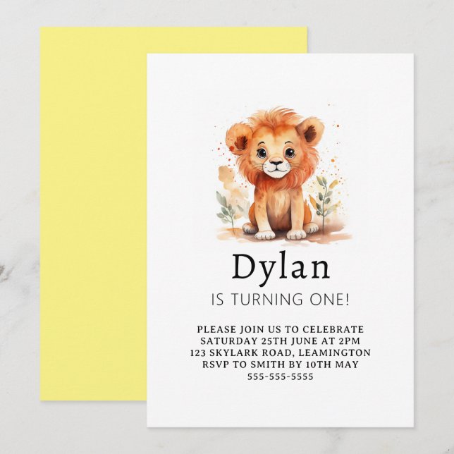 Invitation Anniversaire du petit lion (Devant / Derrière)