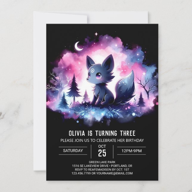 Invitation Anniversaire du petit loup amusant (Devant)