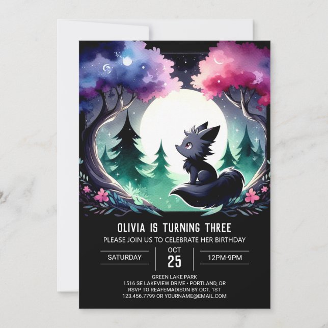 Invitation Anniversaire du petit loup enchanté (Devant)