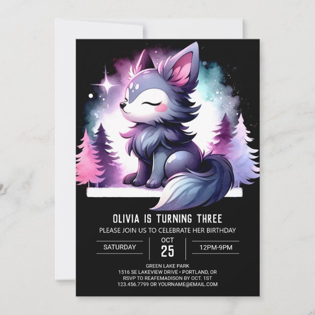 Invitation Anniversaire du petit loup numérique (Devant)