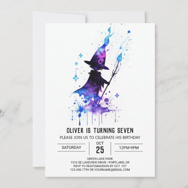 Invitation Anniversaire du Petit sorcier moderne (Devant)