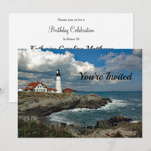 Invitation Anniversaire du phare de Maine Coast (Devant / Derrière)