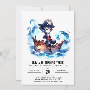 Invitation Anniversaire du Pirate enchanté Pastel