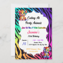 Anniversaire du Poster de animal du Tigre arc-en-c