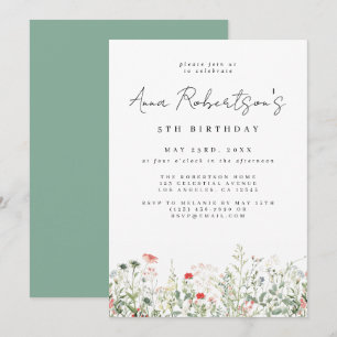 Invitation Anniversaire du Pré fleur sauvage