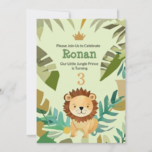 Invitation Anniversaire du Prince de la Petite Jungle (Devant)