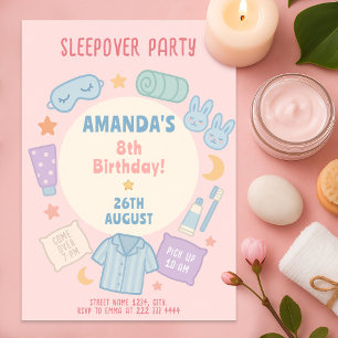 Invitation Anniversaire du pyjama avec des chaussons de lapin