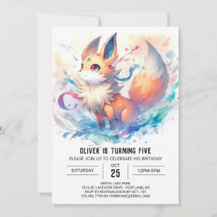 Invitation Anniversaire du renard aquarelle