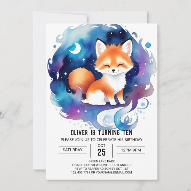 Invitation Anniversaire du renard boisé (Devant)