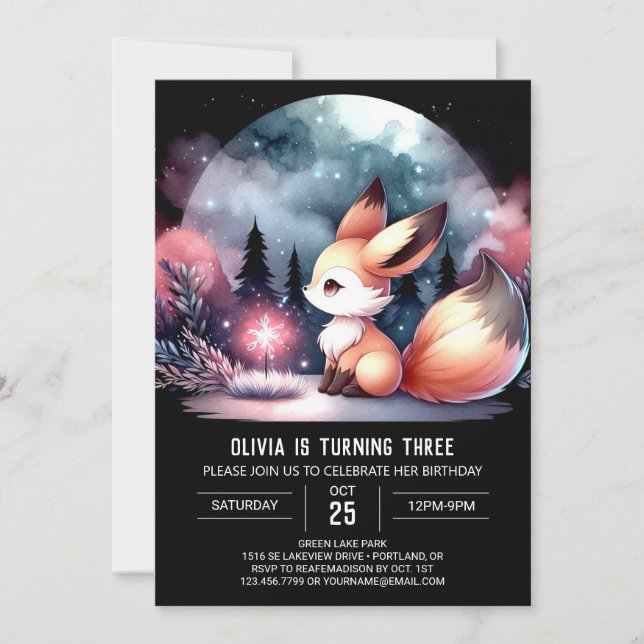 Invitation Anniversaire du renard enchanté (Devant)