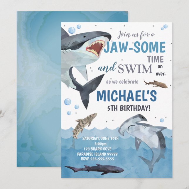 Invitation Anniversaire du requin (Devant / Derrière)