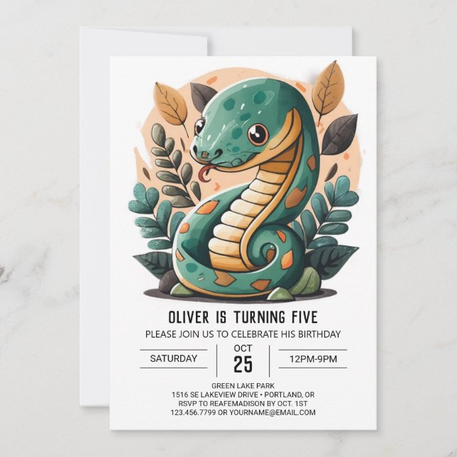 Invitation Anniversaire du serpent modifiable (Devant)