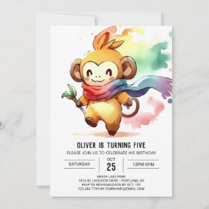Invitation Anniversaire du singe bohème