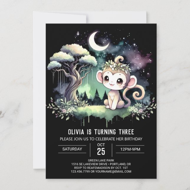 Invitation Anniversaire du singe des bois (Devant)