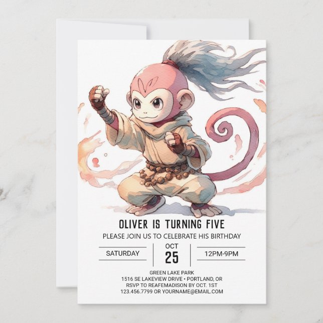Invitation Anniversaire du singe des enfants de la Jungle (Devant)